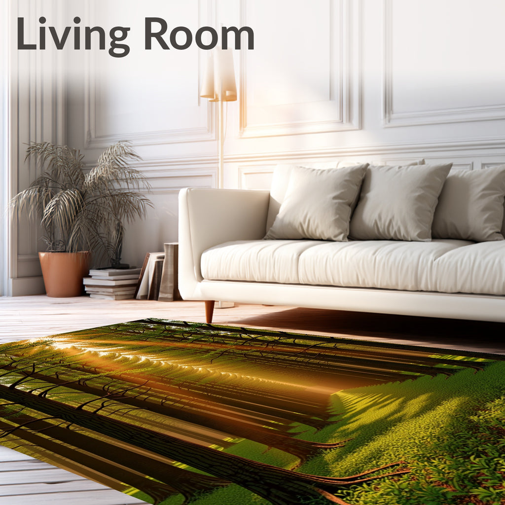 Enchanted Forest Sunlight Ray Pattern Rug