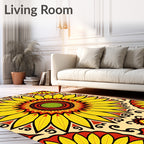 Radiant Sunflower Mandala Pattern Rug