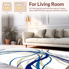 Abstract Blue Tan Swirl Pattern Rug
