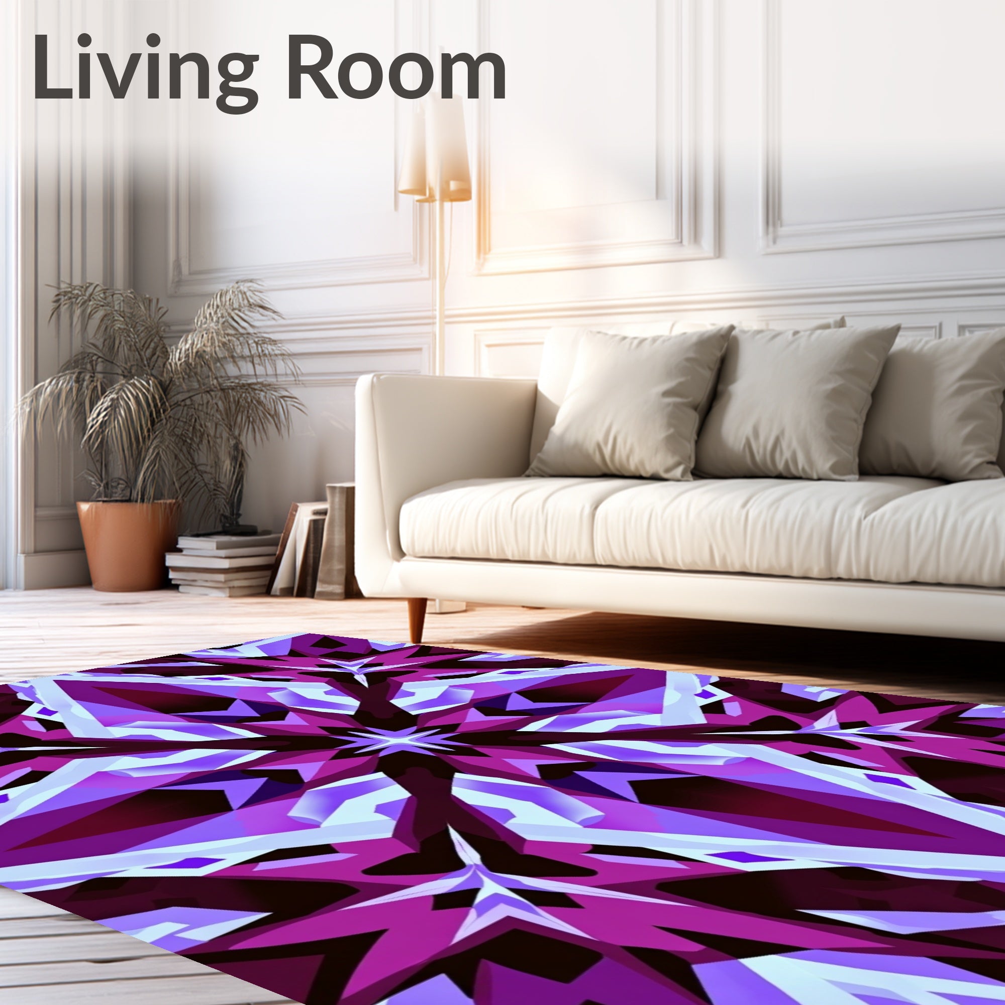 Purple Geometric Starburst Pattern Rug