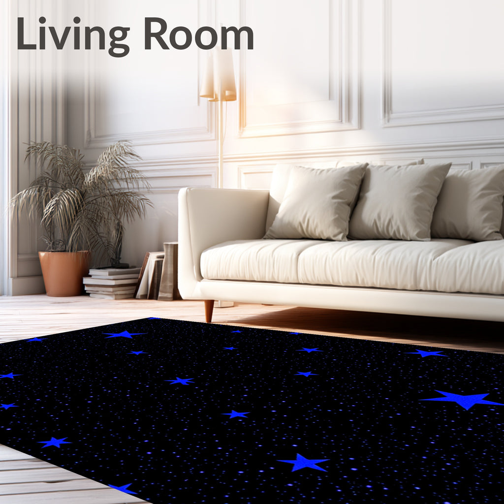 Vibrant Blue Starry Night Sky Rug