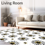 Black Gold Starburst Floral Rug