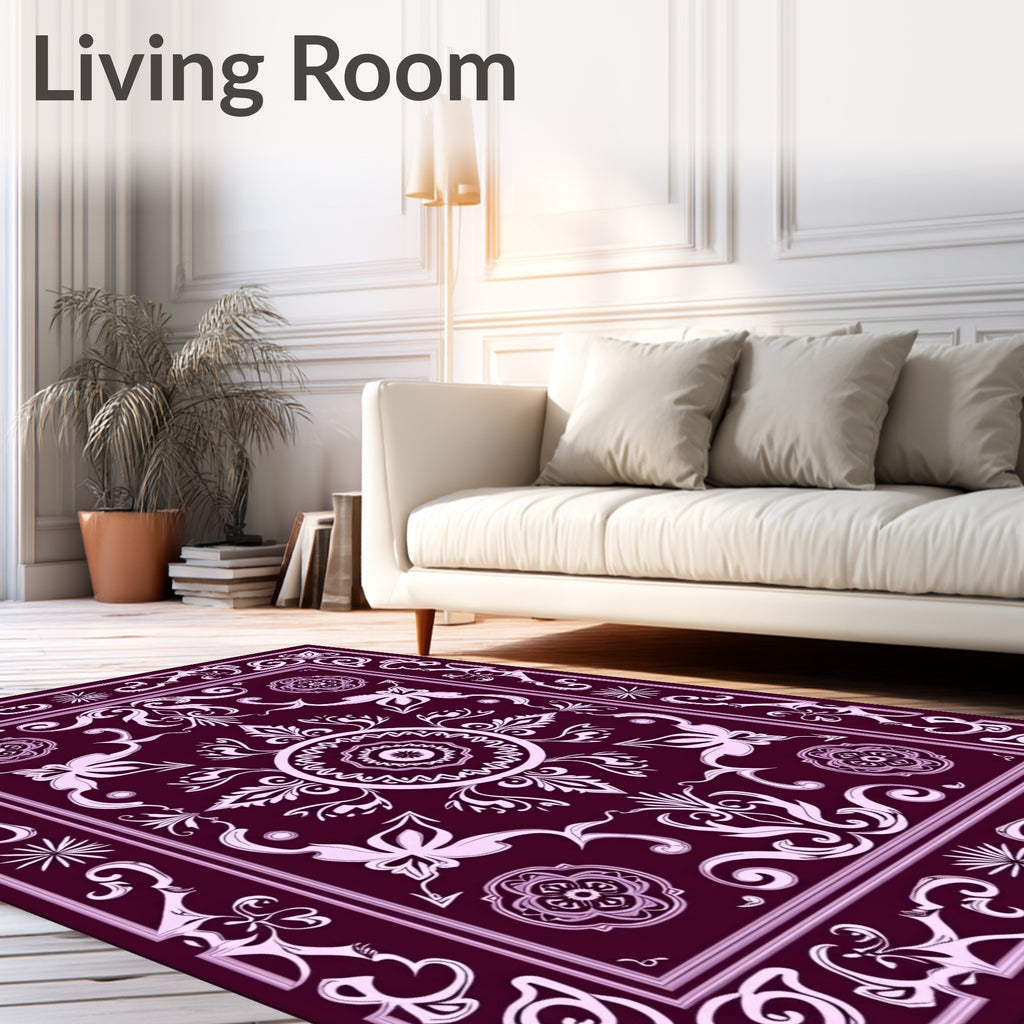 Elegant Floral Medallion Border Design Rug