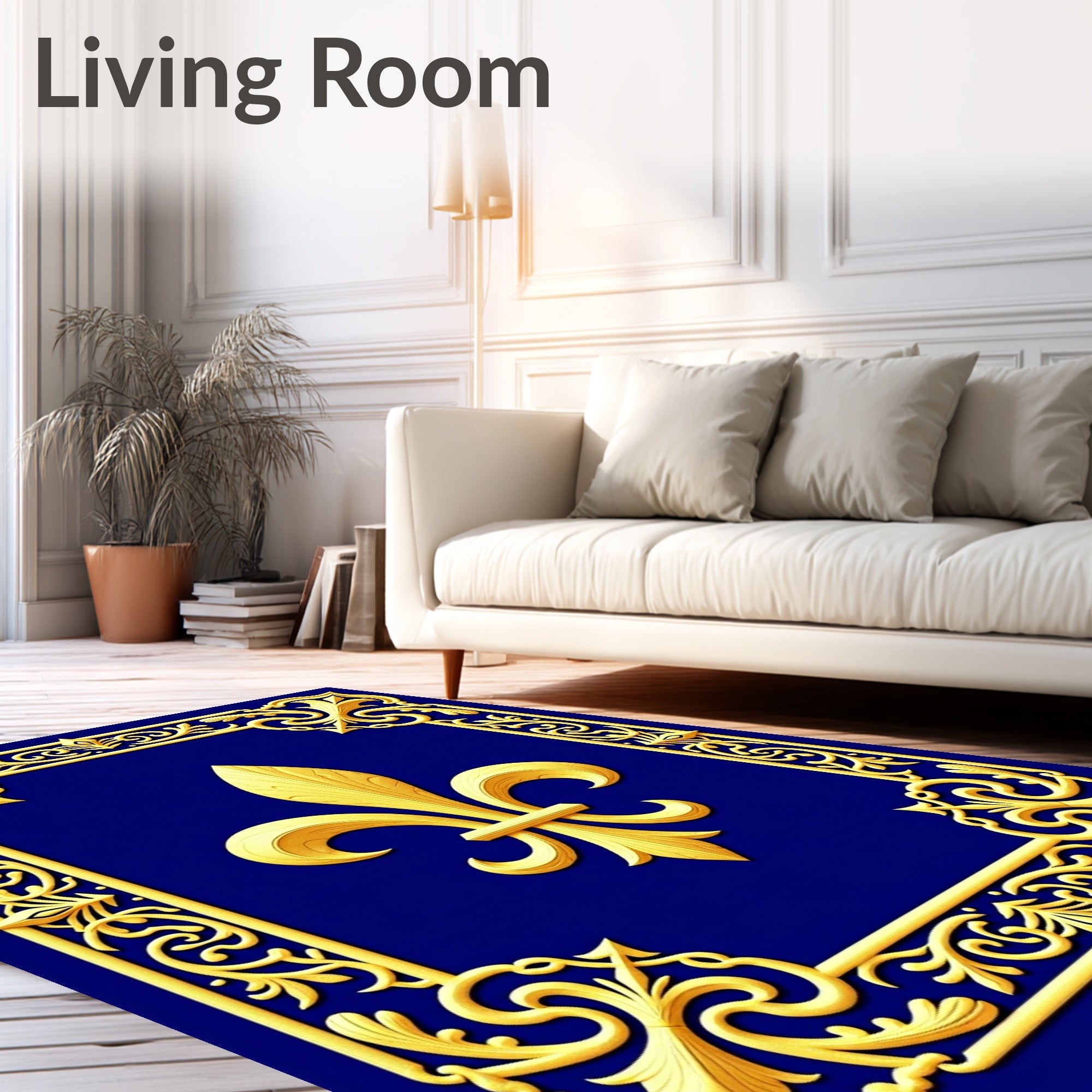 Royal Gold Fleur de Lis Pattern Rug