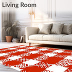Red White Checked Abstract Pattern Rug
