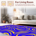 Bold Blue Yellow Swirl Pattern Rug