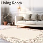 Elegant Outline Floral Border Rug