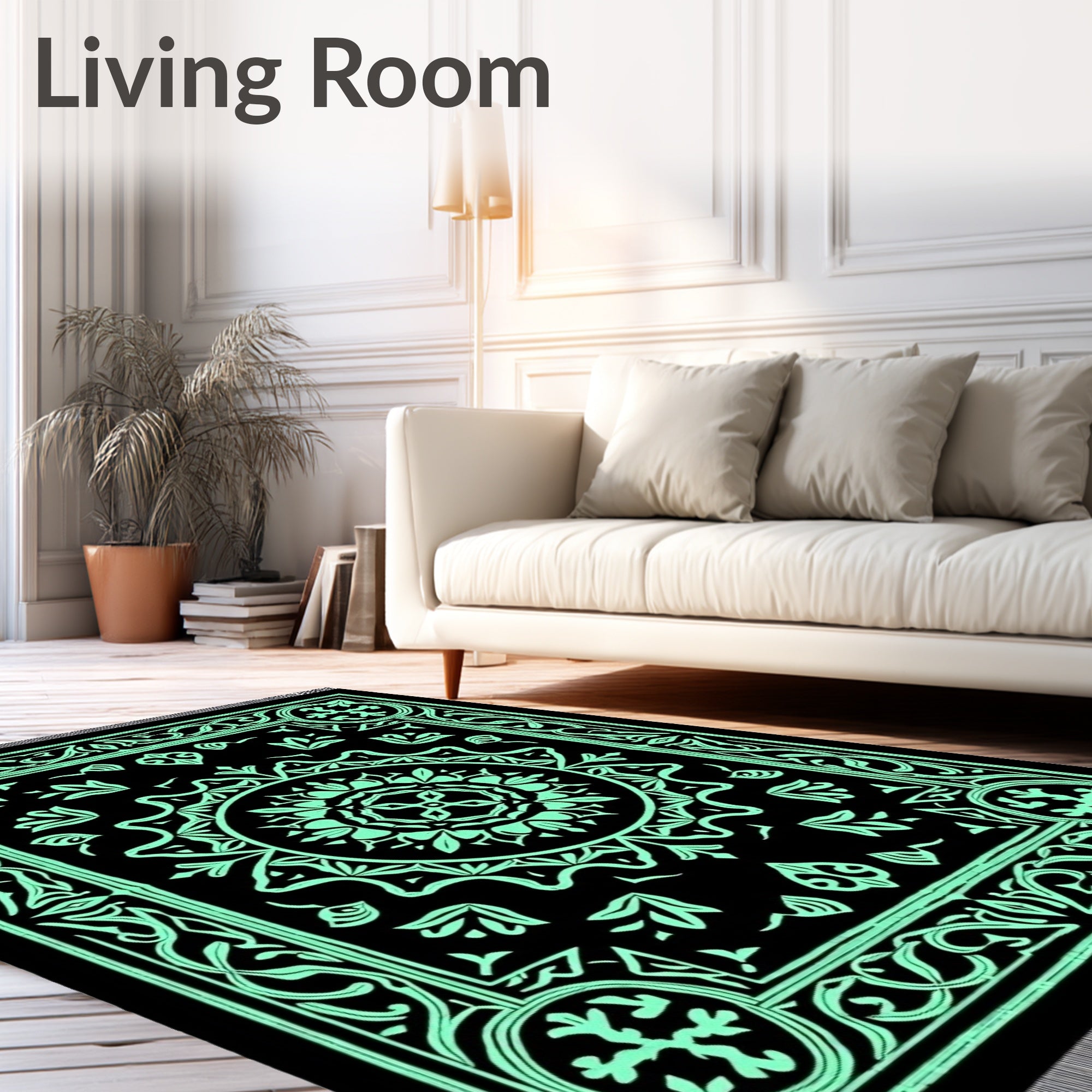 Mint Green Classic Mandala Floral Rug