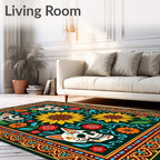 Floral Skull Pattern Rug