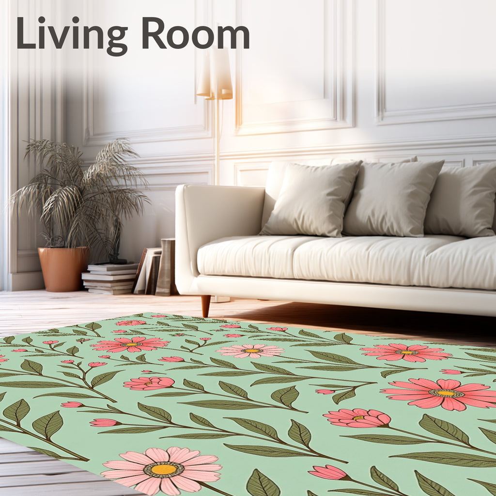 Vintage Floral Pattern With Pink Flowers Rug