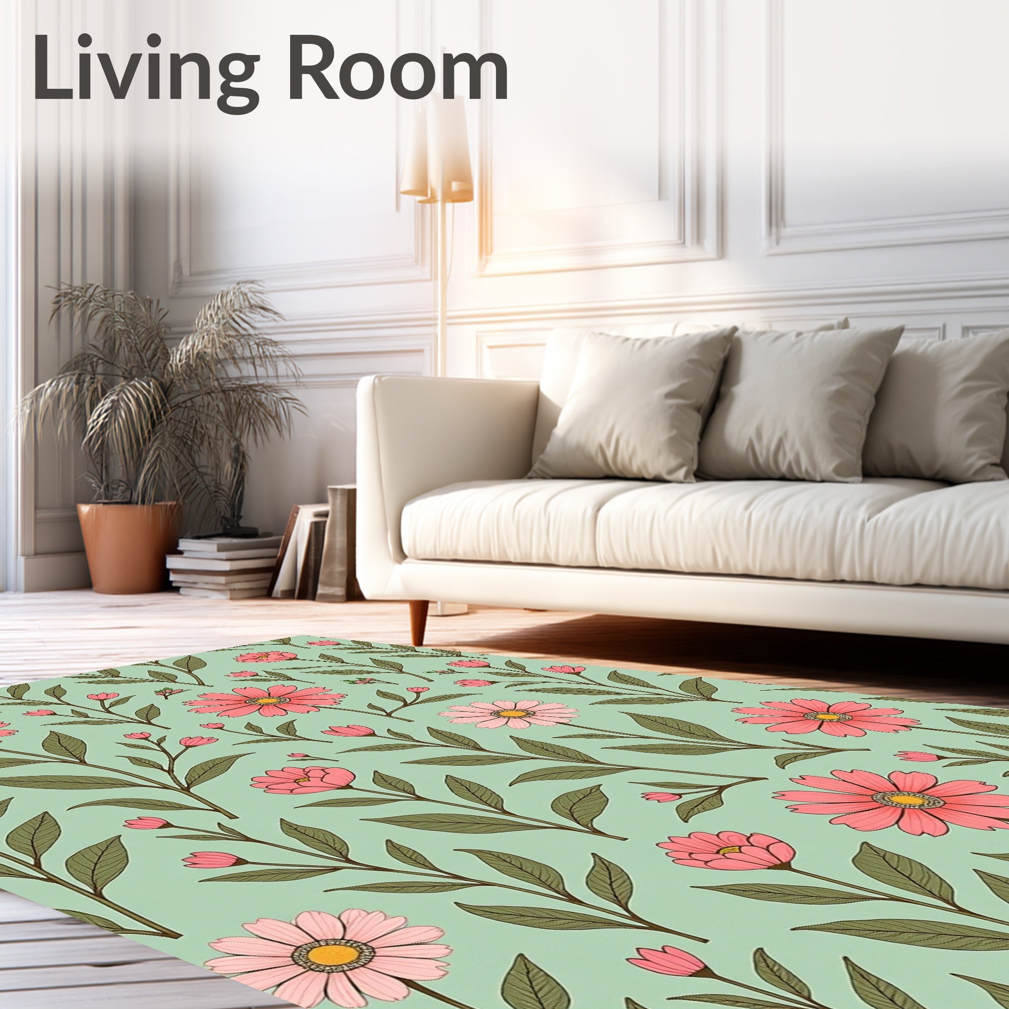 Vintage Floral Pattern With Pink Flowers Rug