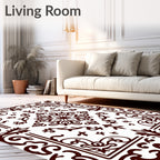 Ornate Dark Paisley Scroll Pattern Rug
