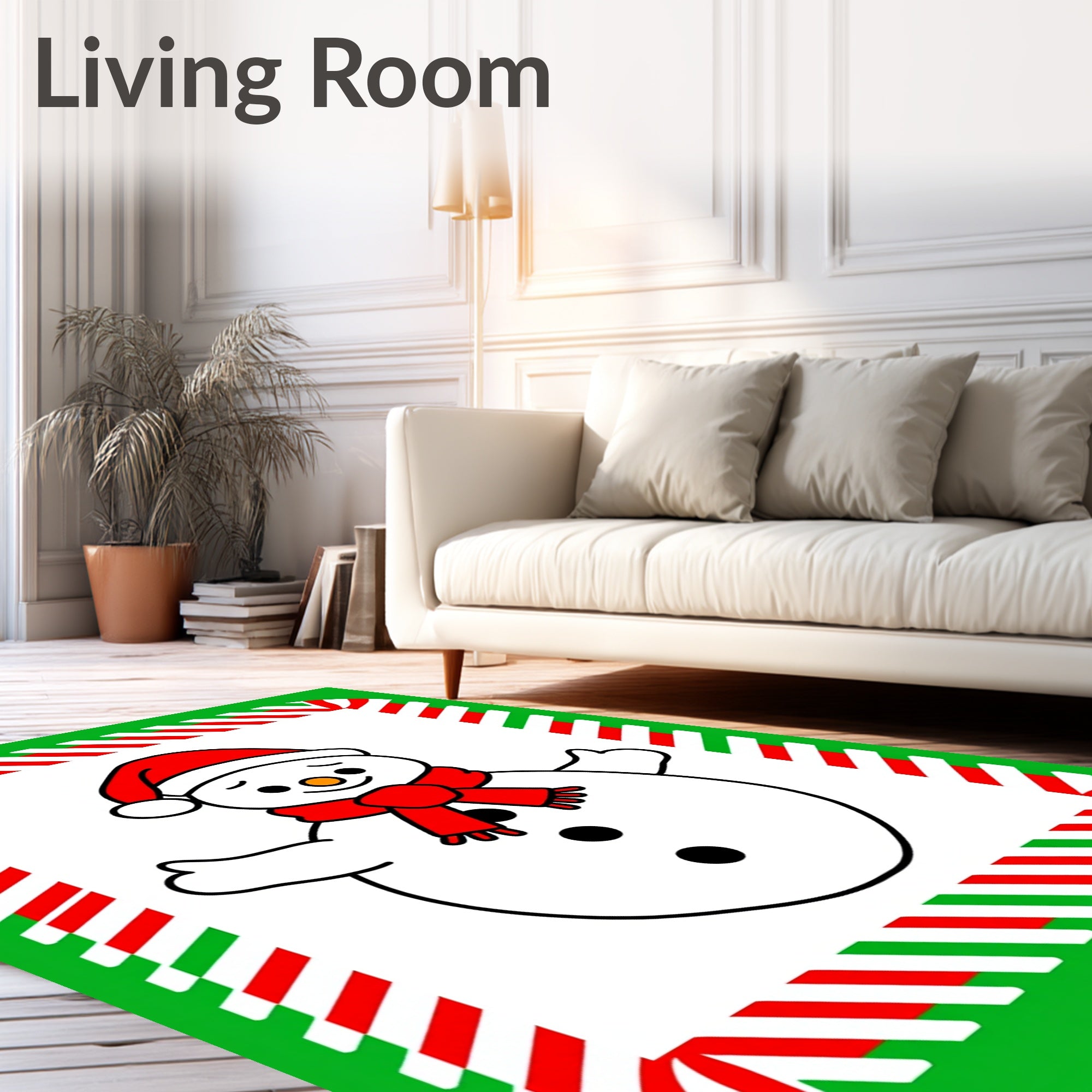 Festive Snowman With Red Scarf Rug