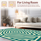 Teal Cream Concentric Diamond Pattern Rug