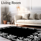 Ornate Floral Scroll Border Design Rug