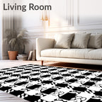 Houndstooth Abstract Black White Pattern Rug