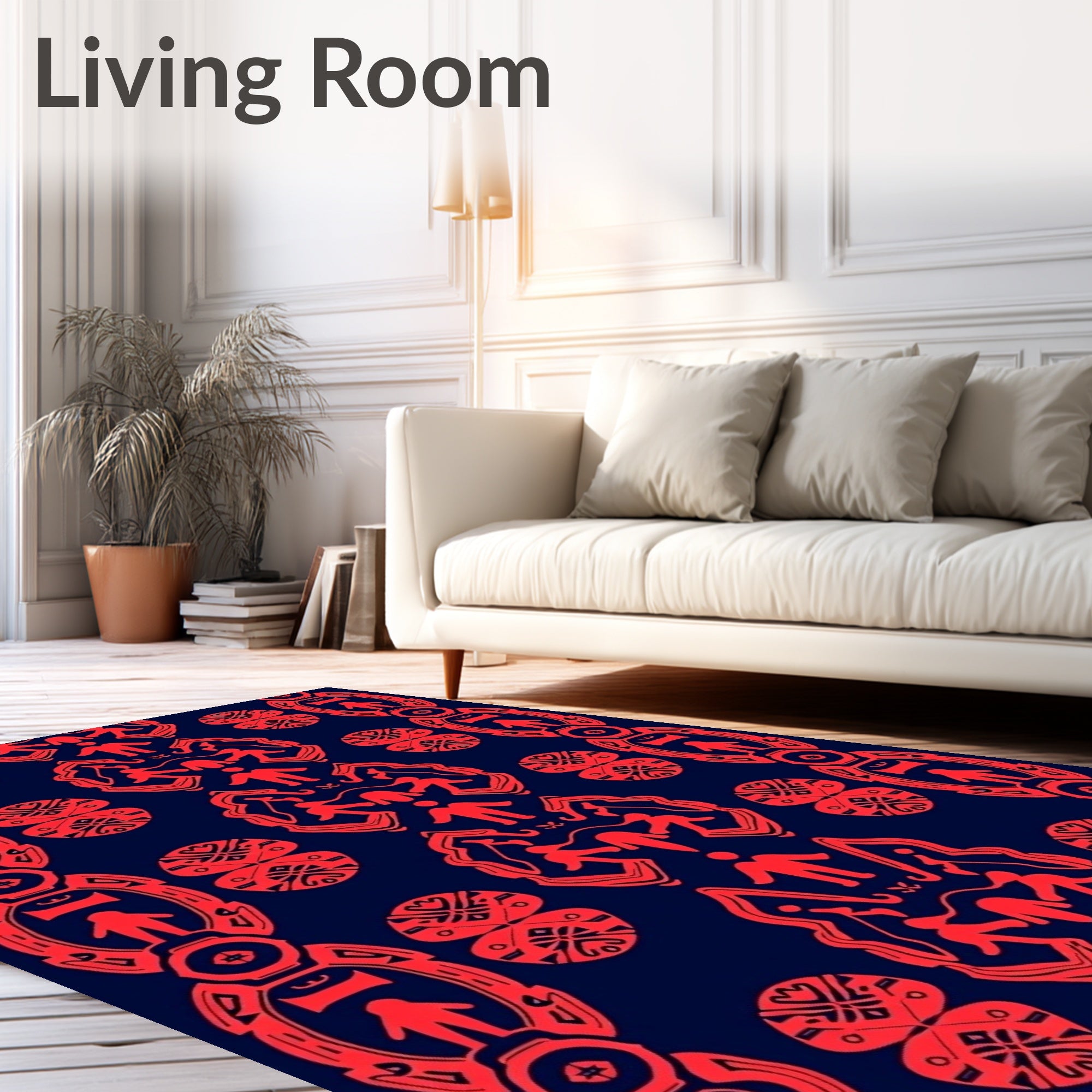Red Figures Abstract Pattern Runner Rug