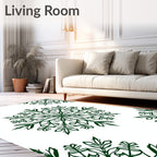 Emerald Green Snowflake Mandala Graphic Rug