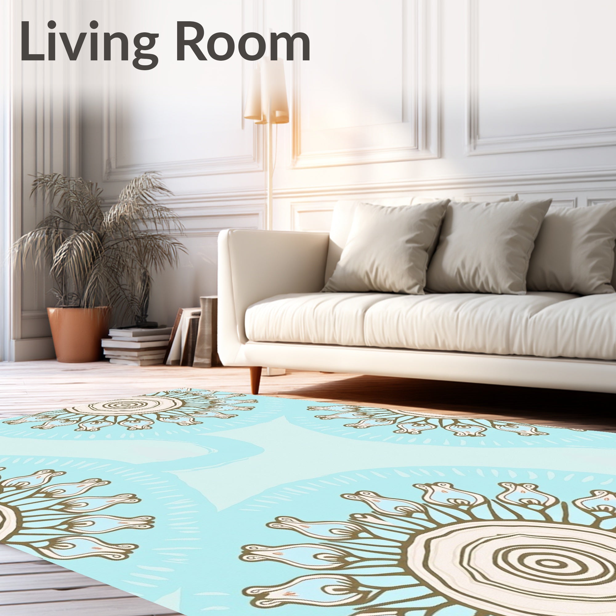 Stylized Floral Sunburst Abstract Print Rug