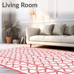 Coral Textured Striped Geometric Rug