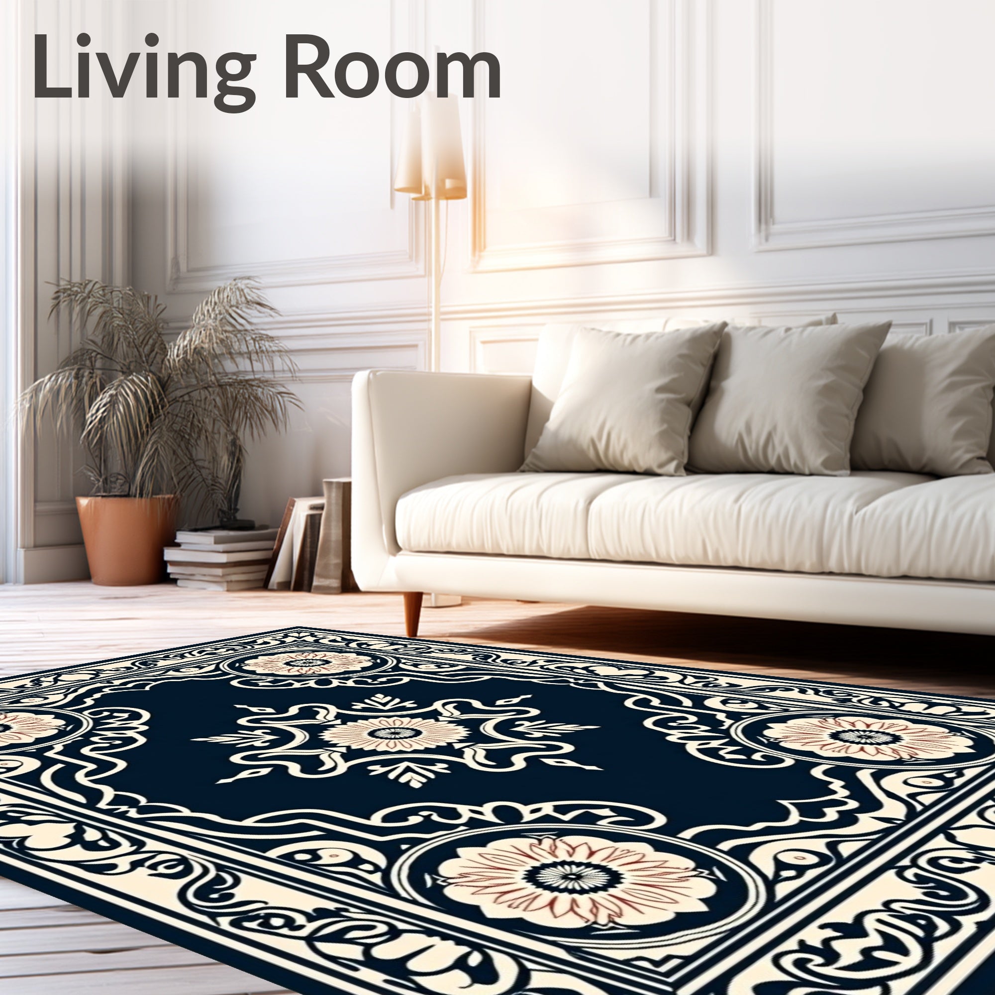 Ornate Floral Geometric Pattern Rug