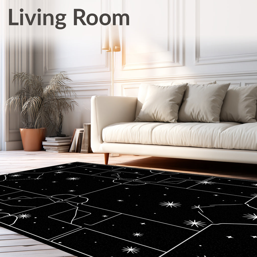 Celestial Line Art Star Pattern Rug