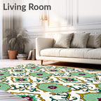 Mint Green Floral Paisley Pattern Rug
