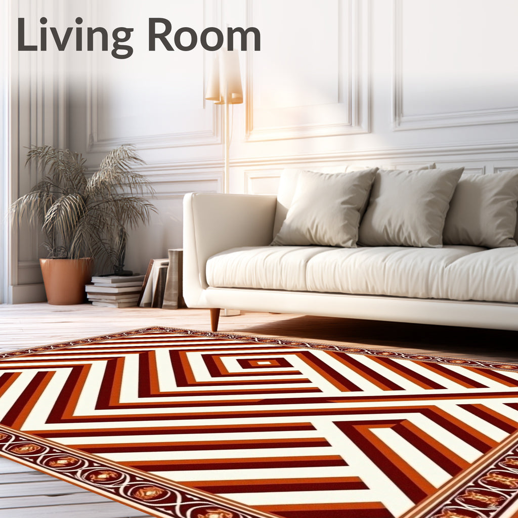 Bold Geometric Striped Antique Rug