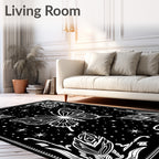 Black White Butterfly Starscape Pattern Rug