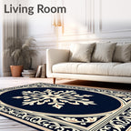 Classic Oval Floral Scrollwork Design Rug