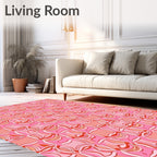 Pink Abstract Swirl Pattern Rug