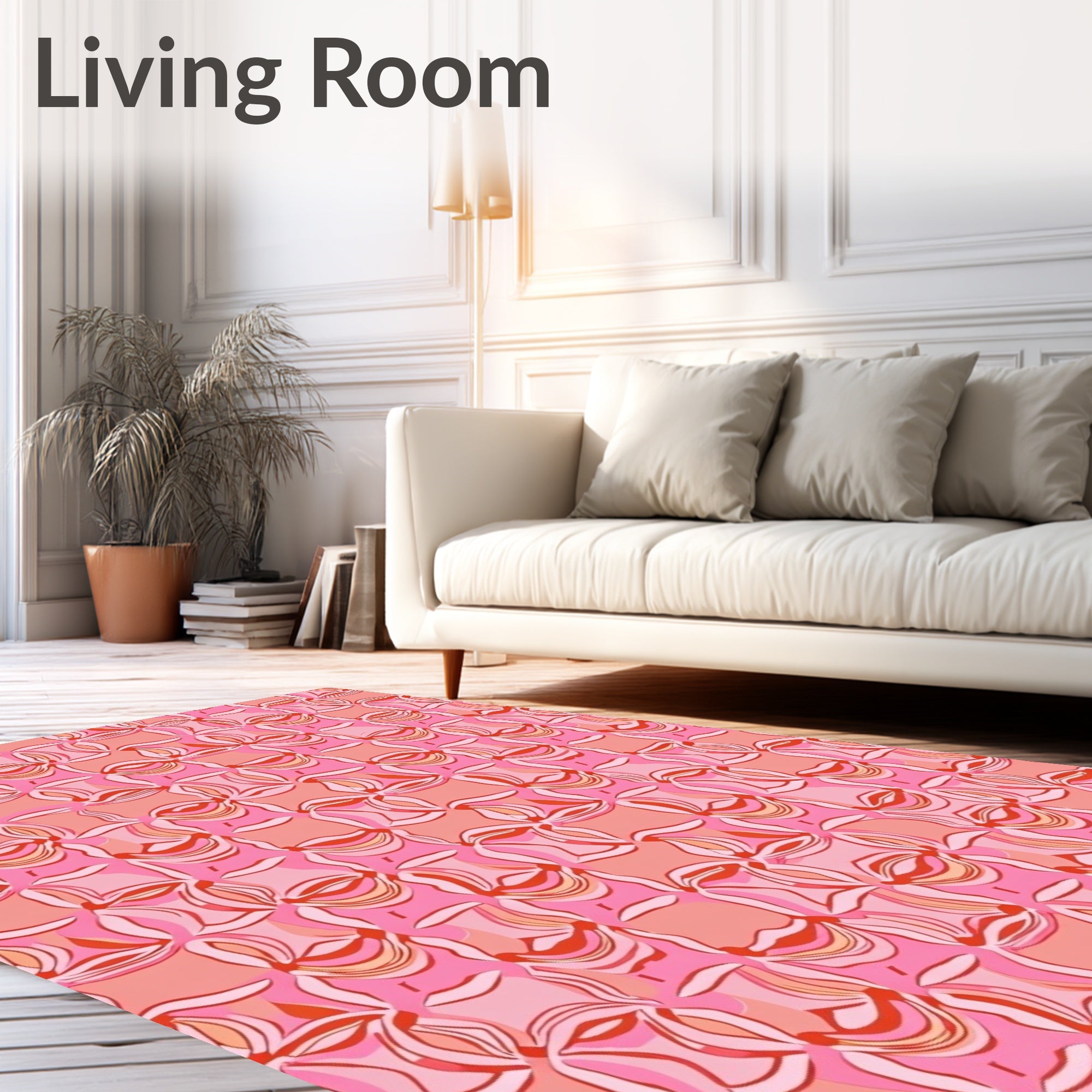 Pink Abstract Swirl Pattern Rug