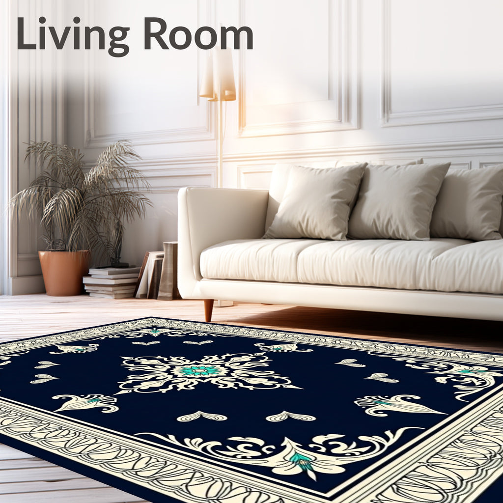 Elegant Scrollwork Floral Medallion Rug