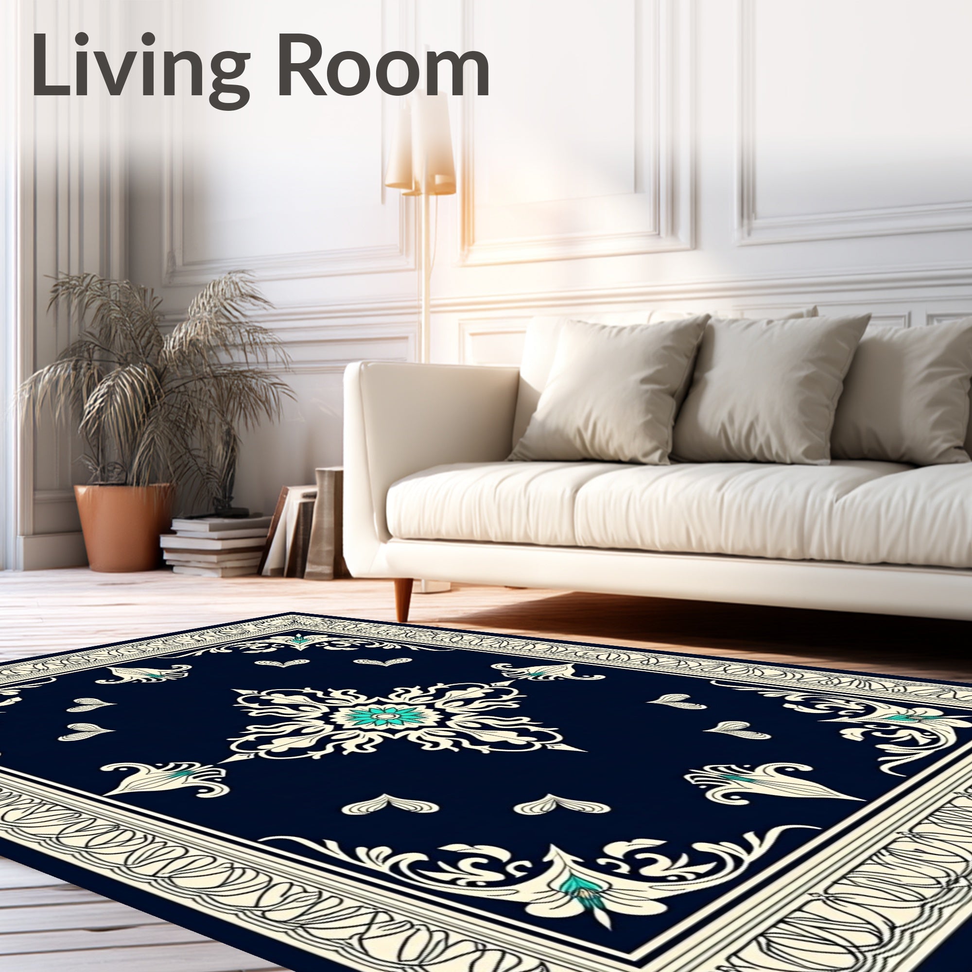 Elegant Scrollwork Floral Medallion Rug