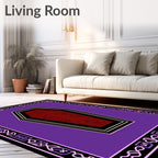 Dark Red Coffin Shape Damask Rug