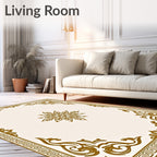Gilded Floral Greek Key Border Rug