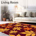 Golden Autumn Leaf Pattern Rug