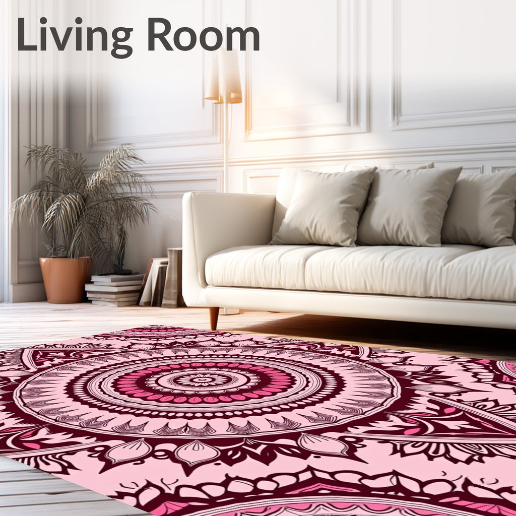 Pink Mandala Geometric Pattern Rug