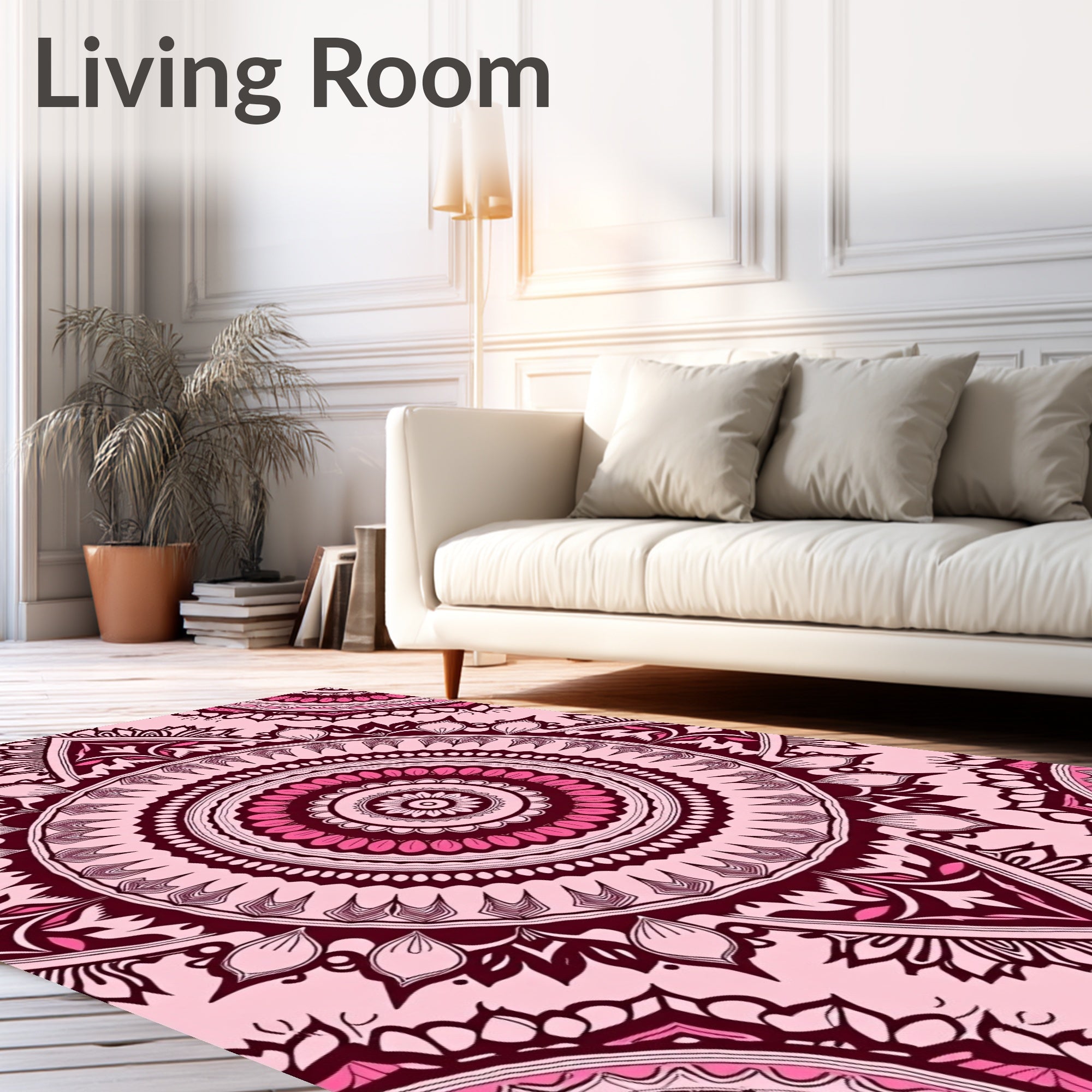 Pink Mandala Geometric Pattern Rug
