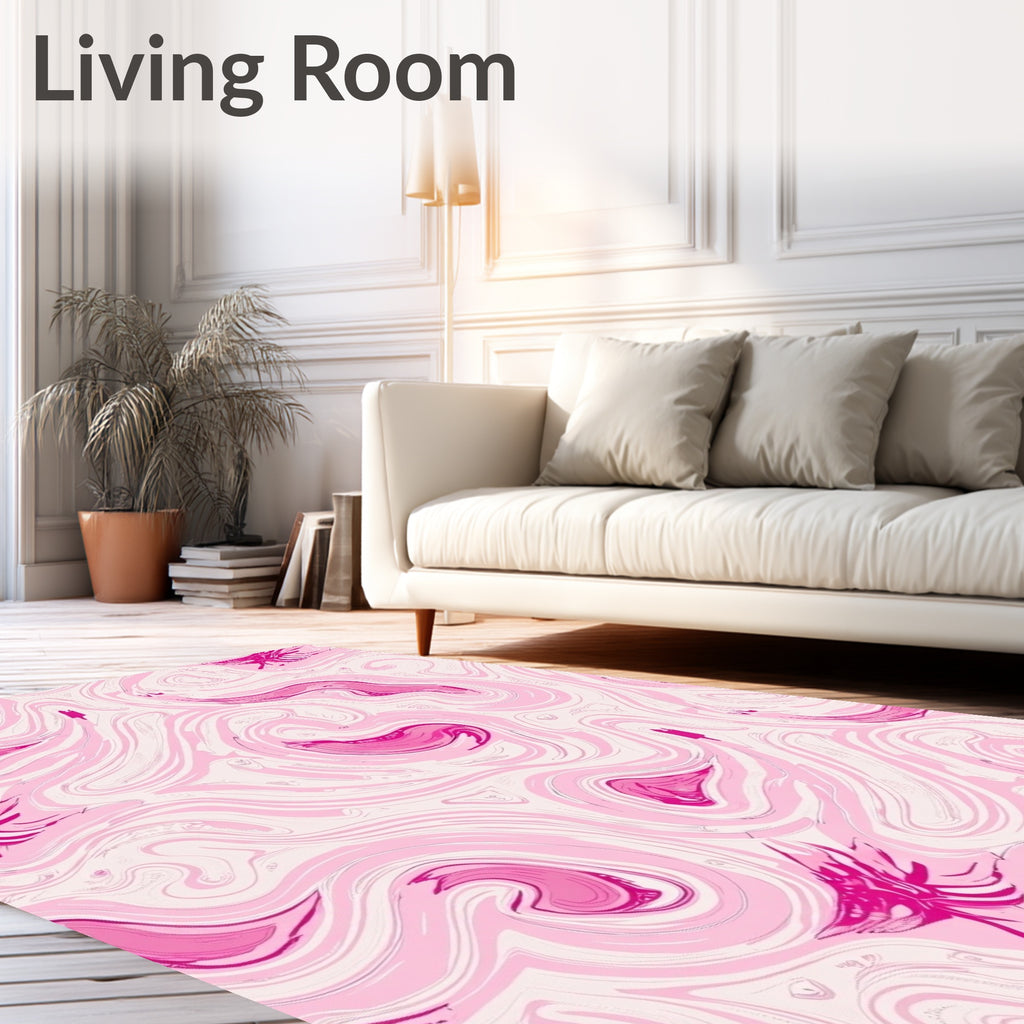 Pink Swirl Fluid Abstract Texture Rug