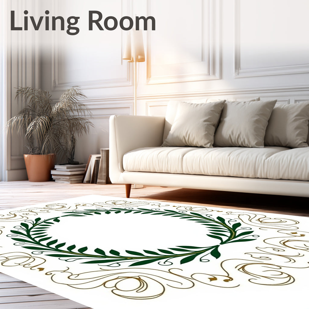 Green Laurel Brown Gold Ornate Rug