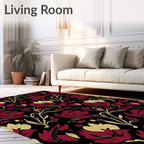 Dark Floral Vine Pattern Rug