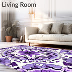 Purple Floral Mandala Pattern Rug