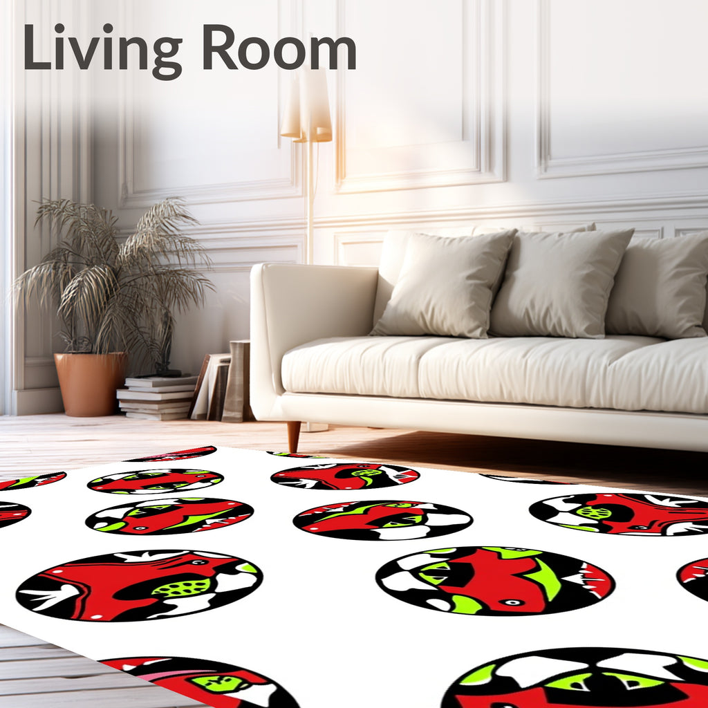 Gritty Red Lime Abstract Circles Rug