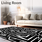 Bold Black White Graphic Symmetry Rug