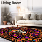 Floral Skull Day of Dead Rug