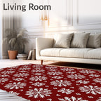 Crimson Snowflake Patterned Art Rug