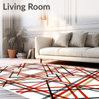 Sharp Intersecting Geometric Red Pattern Rug