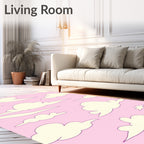Whimsical Cloud Pattern Pink Design Rug