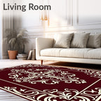Elegant Red Floral Savonnerie Pattern Rug